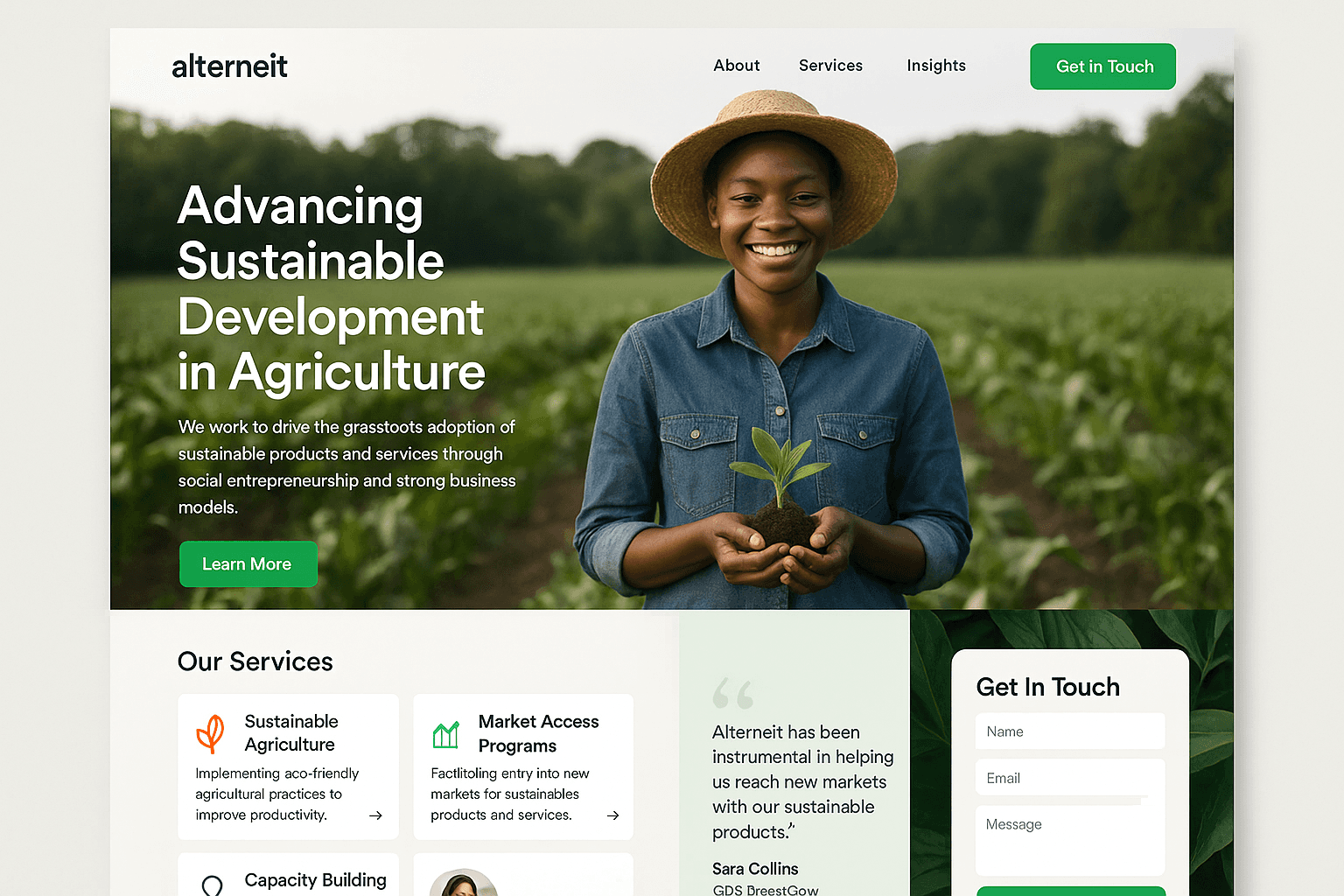 alterneit.com website mockup